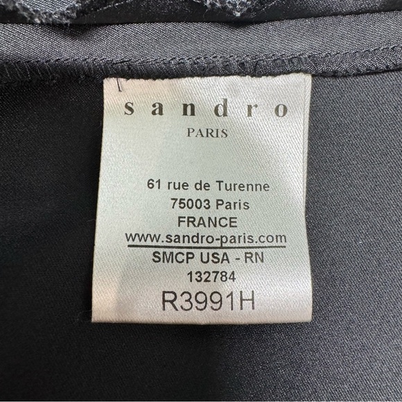 Sandro Black A-Line Cocktail Dress with Flutter Sleeves Mini Size 3 Black Satin - Picture 13 of 15